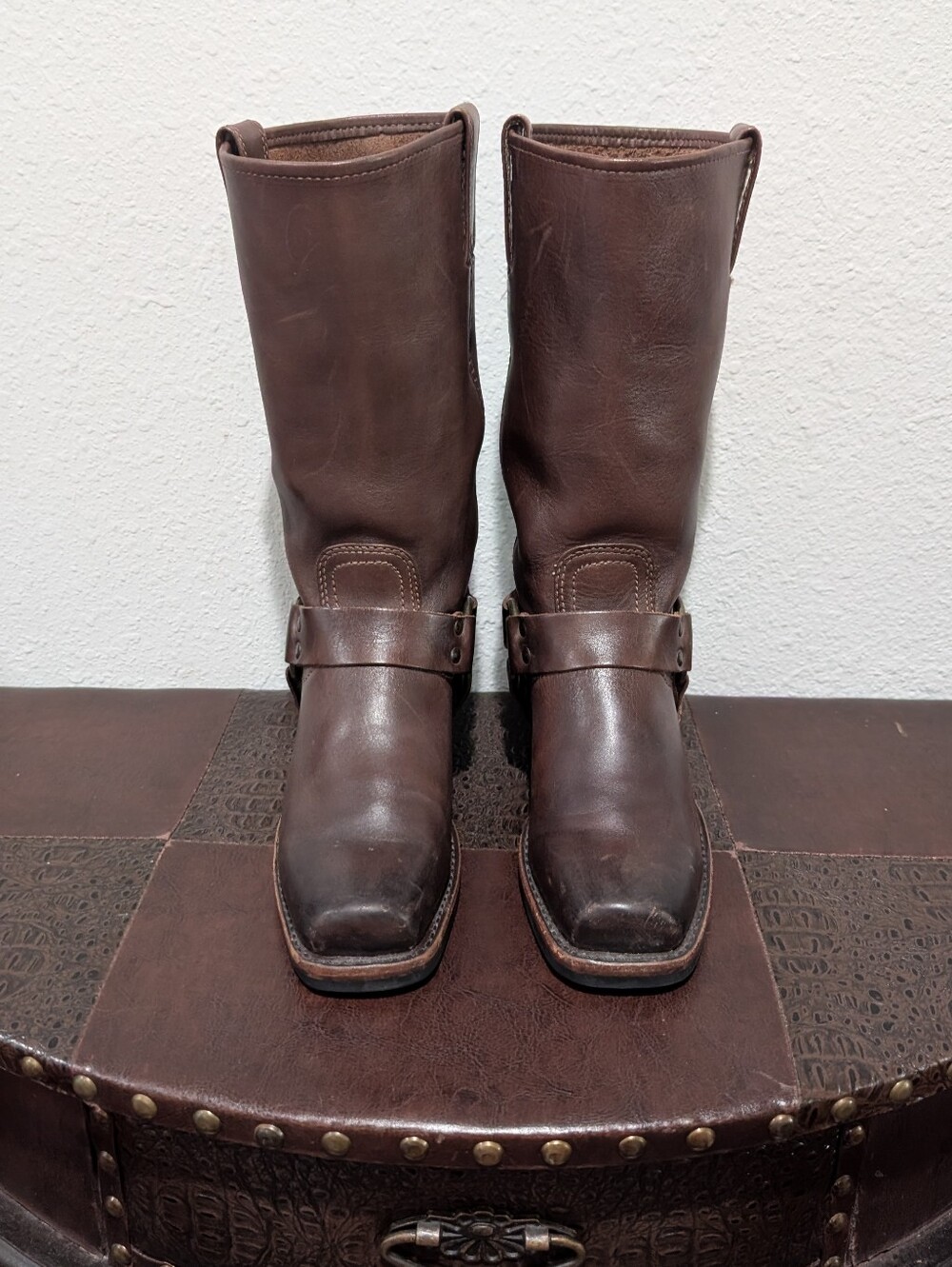 Frye Harness 12R Chocolate Brown Leather Boots Women's Size 6.5 M - Made in USA - Picture 8 of 15